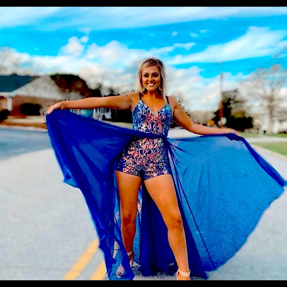 Prom formal romper Royal Blue